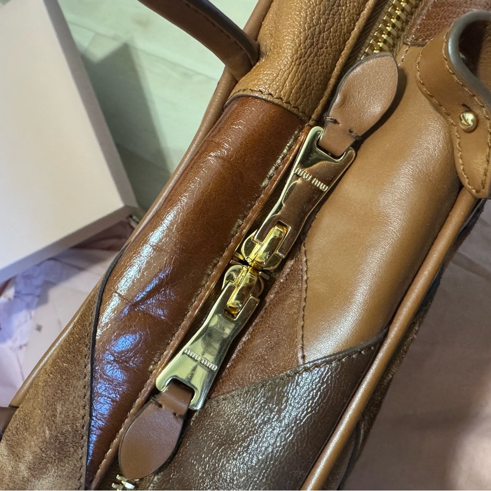 Miu Miu Brown Leather Patchwork Men's Bag - Picture 17 of 17